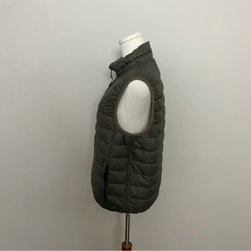 Hawk & Co Vest Puffer Reversible Duck Down Pockets Lightweight Olive Green Tan - Picture 6 of 15